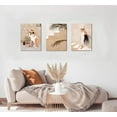 thumbnail image 5 of Beige Women Boho Wall Art for Bedroom Mid Century Modern Wall Art Minimalist Bohemian Leaf Canvas Prints Pictures Framed Artwork for Bathroom Living Room Decor 3 Panels 12" X16, 5 of 6