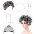 thumbnail image 1 of Accesorios para Cosplay de abuela, mascarada de Halloween para mujer mayor, Peluca de pelo plateado, sombrero, gafas, fiesta de Halloween, regalos de Papá Noel, 1 of 4