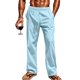 thumbnail image 4 of Pantalones largos de poliéster para hombre, informales, lisos, rectos, con cordón, con bolsillo y cintura elástica, 4 of 5