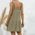 thumbnail image 4 of TIHLMK Womens Dresses Ladies Loose Solid Color Lace-Up Sleeveless Sling Ruffle Mini Dress, 4 of 7