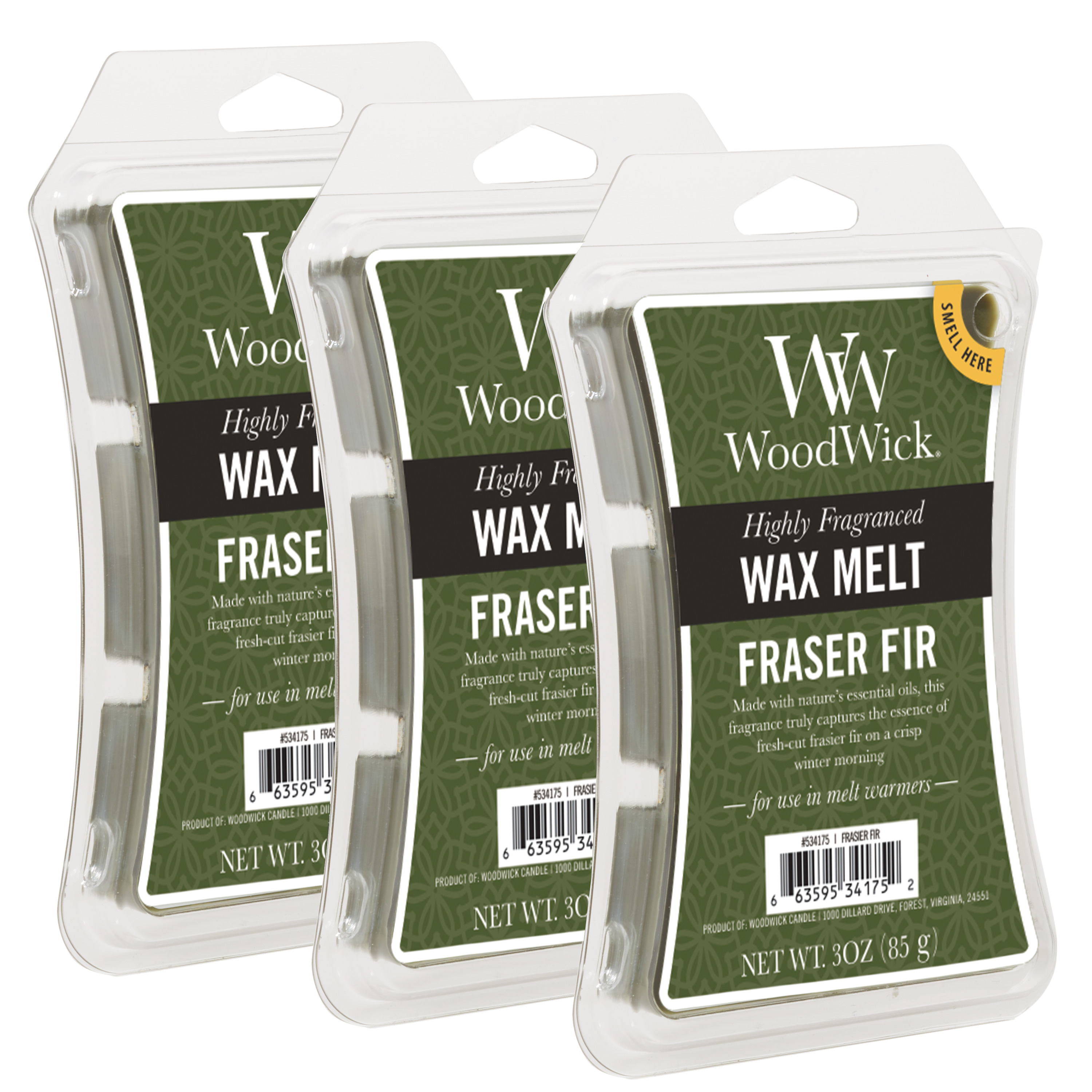 Woodwick Fraser Fir Wax Melts, 3 oz, 3Packs
