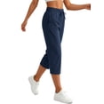 thumbnail image 4 of Rosvigor Plus Size Capris for Women High Waisted Drawstring Athletic Pants Quick Dry Hiking Travel Capris Pants with Pockets, 4 of 7