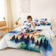thumbnail image 3 of Metsweet Watercolor Gradient Dragon Full Size Bedding Sets 7 Pieces, Ombre Smooky Jungle Full Size Bed in a Bag, Blue Purple Green, 3 of 6