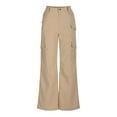 thumbnail image 4 of RYRJJ Women's-Cargo-Hiking-Pants-High-Waisted Wide Leg Lightweight Stretch Trousers Multi-Pockets Parachute Pants for Work Casual Outdoor(Khaki,L), 4 of 6