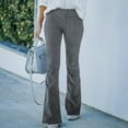 thumbnail image 2 of GJSYRH Women's Corduroy Flare Pants Elastic Waist Bell Bottom Trousers 2025 Fall Pants, 2 of 7