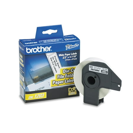Brother Die-Cut File Folder Labels, 3/4" x 3-2/5", White, 300/Roll
