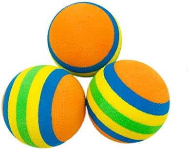 50pcs 1.4" Interactive Cat Toy Balls for Indoor Cats Colorful Rainbow Soft Foam Kitten Toys Ball for Small Dogs Puppies Quiet Playing Stuff 5 Colors