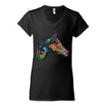 thumbnail image 3 of Colorful Neon Horse | Dean Russo Art Animal Lover Womenâ€™s Standard V-Neck Tee, Black, Small, 3 of 6