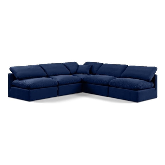 Meridian Furniture Indulge 169.5" Velvet L-Shaped Modular Sectional in Navy