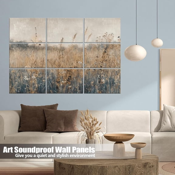9 Pack Wall Art Acoustic Panels, 48" X 36" Sound Absorbing Decorative Panels for Studio Home Office