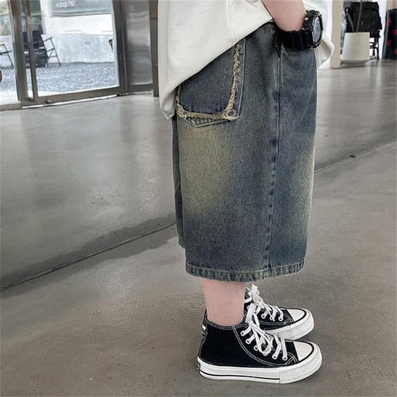 Boys Denim Shorts Classic Baggy Summer Jeans with Pockets Kids Boy Shorts 4-5 Years
