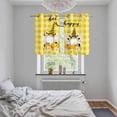 thumbnail image 6 of 2 Panels Kitchen Tier Curtains 39 Inch Length, Yellow Bees Gnomes Grommets Window Treatment Curtain, Spring Floral Plaid Farmhouse Thermal Curtains Drapes for Living Room/Bathroom, 6 of 9