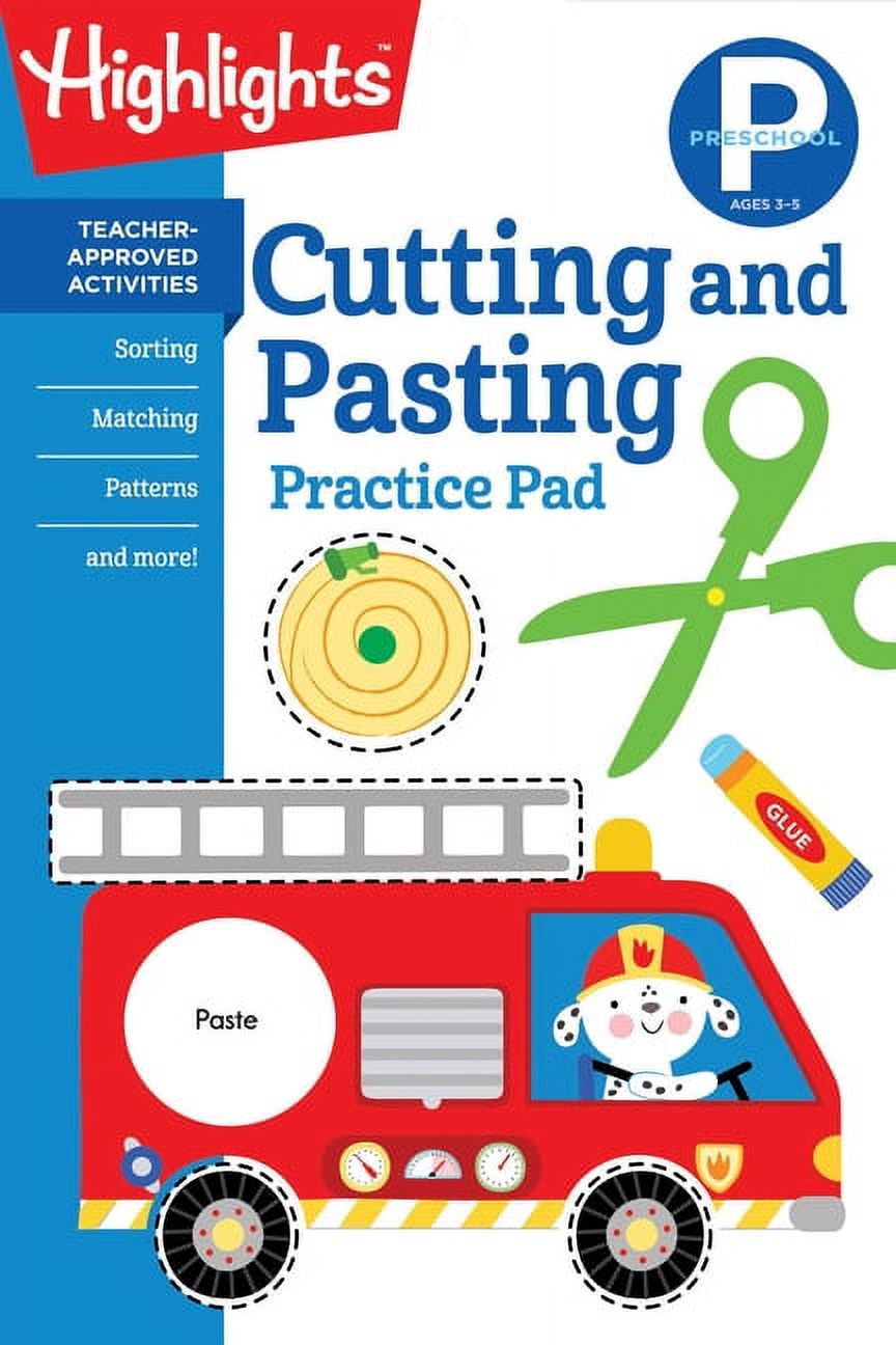 Highlights Learn on the Go Practice Pads Preschool Cutting and Pasting: Scissor Skills Activity Book for Preschoolers, Practice Cutting Paper & More (Highlights , (Paperback)