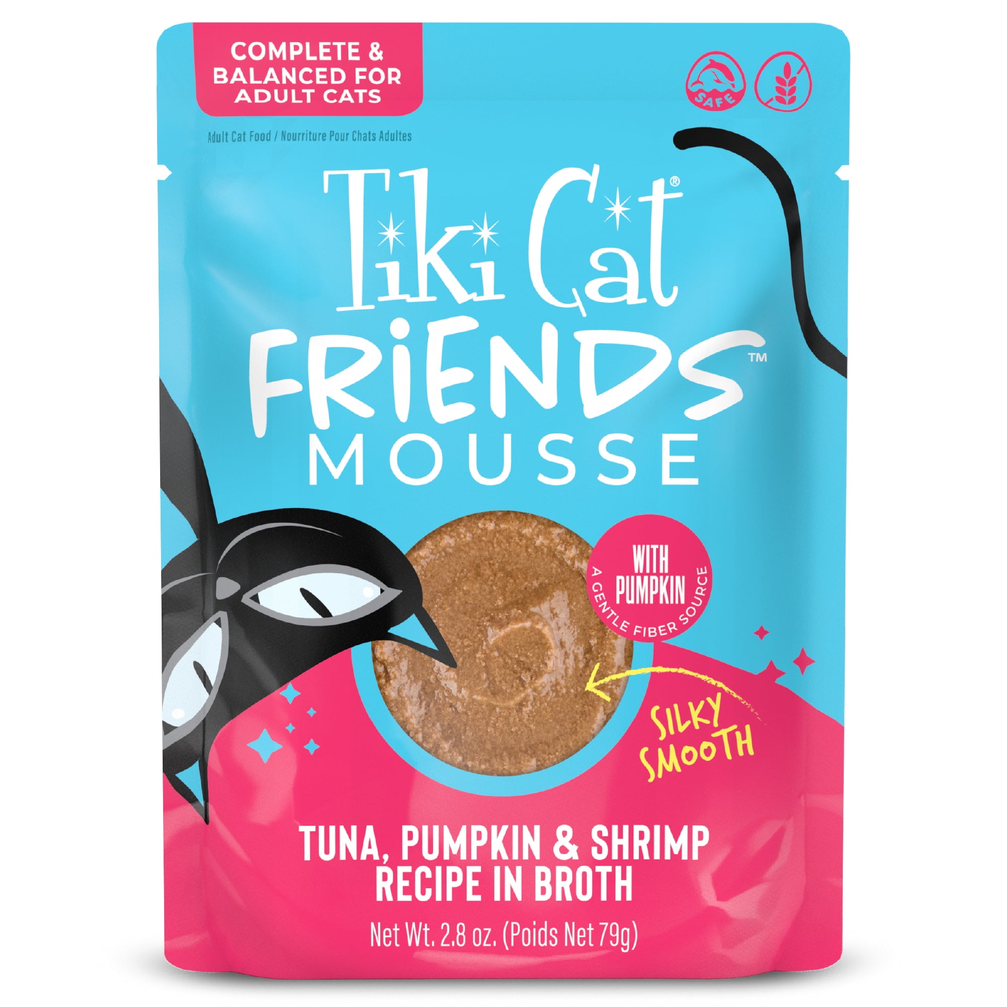 (6 pack) Tiki Cat Friends Mousse Tuna, Pumpkin & Shrimp, 2.8 oz. Pouch