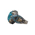 thumbnail image 3 of Unisex Two-Tone Carved Gemstone Alloy Ring: Geometric Design Statement Jewelry for Everyday Wear, 3 of 5