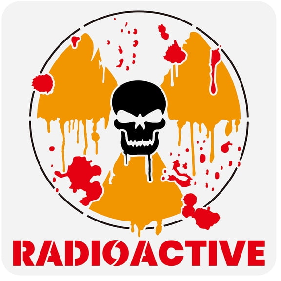 Radioactive Stencil for Painting 11.8x11.8inch Radiation Hazard Warning Sign - Reusable Symbol for Wall Wood Furniture for DIY