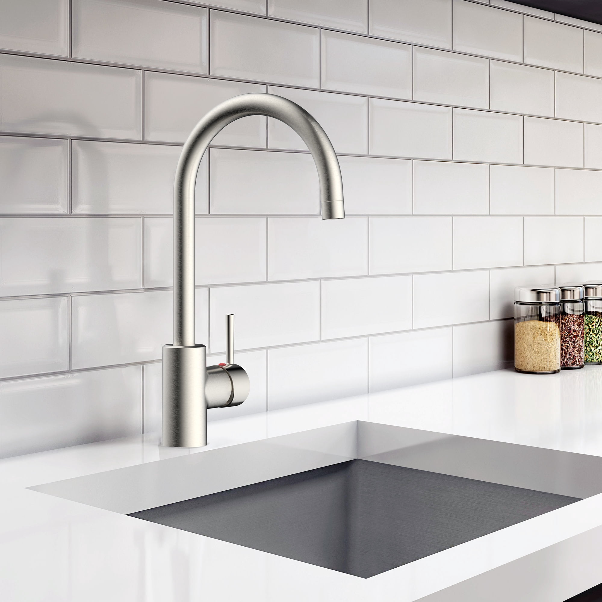 Design House Eastport Single-Handle Kitchen Faucet in Satin Nickel