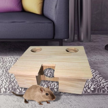 Hamster Wooden House with Window Wooden Hut Small Pet for Chinchillas Small Animals , Style B