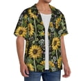 thumbnail image 4 of Xecao offers the Sunflowers for Men's Casual Short-sleeved Shirt, a button-up collared shirt with a pocket, perfect for beach vacations and yacht travel in the 3X-Large size., 4 of 7
