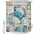 thumbnail image 2 of Shower Curtains for Bathroom, Teal Crab Coastal Waterproof Fabric Shower Curtain, Summer Beach Nautical Starfish Retro Decorative Bathroom Curtain for Bathtub, 66"x72", No Hooks Included, 2 of 9