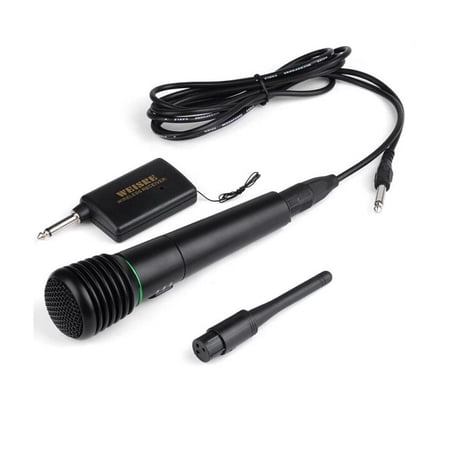 BESTONZON 2in1 Handheld Wired & Wireless Cordless Microphone Karaoke System Undirectional (Black)