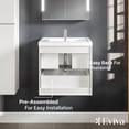 thumbnail image 6 of Eviva Glazzy 24" Glossy White Wall Mount Modern Bathroom Vanity w/ White Integrated Top, 6 of 7