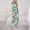 thumbnail image 3 of Lsque Palm Branch With Leaves Pattern Long Sleeve Pajama Set for Women - Soft 2-Piece Sleepwear and Loungewear Set with Pockets, Comfy Nightwear-XX-Large, 3 of 7