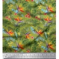 thumbnail image 1 of Soimoi Rayon Fabric Tropical Leaves,Plumeria & Heliconia Floral Print Sewing Fabric Yard 56 Inch Wide, 1 of 1