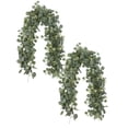 thumbnail image 2 of Ongmies 2Pc Eucalyptus Garland, 6.56 Ft Silver Leaves Garland with White Buds – Artificial Boxwood Vines for Spring & Summer Wedding, Table, Room, and Home Decor, Hanging Front Door Decor, 2 of 5