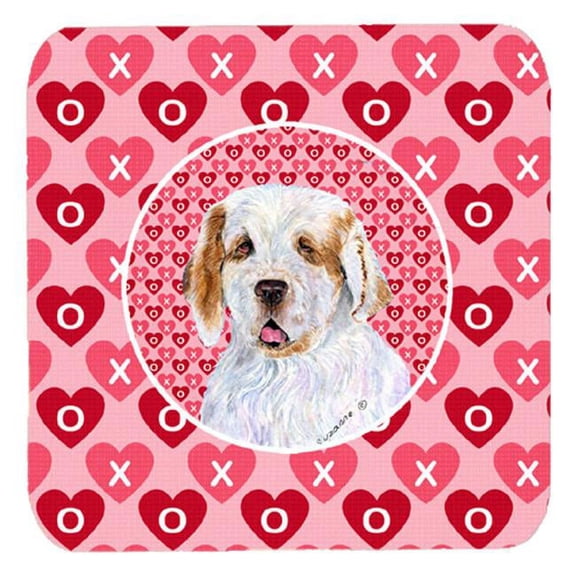 Clumber Spaniel Foam Coasters - Set 4, 3.5 x 3.5 In.