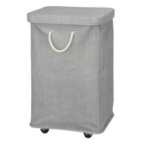 mDesign Large Polyester Rolling Laundry Hamper with Wheels, Lid, Handles, Gray