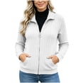 thumbnail image 2 of DailyTrove Women's Ribbed Knit Zip Up Jacket Long Sleeve Stand Collar Casual Outerwear with Pockets, 2 of 5