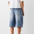 thumbnail image 4 of Baggy Jean Shorts for Men Casual Loose Fit Hip Hop Skateboard Denim Shorts, 4 of 6
