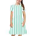 thumbnail image 2 of GERsome Girls Dresses Short Sleeve A-Line Crewneck Sundress Summer Swing Midi Dress for 4-14 Years Kids, 2 of 7