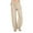 p-Beige372, variant on Hifoo Long Pants Drawstring Casual Linen Elastic Waist Women Wide Leg Solid Color Pants Trousers Holiday Slacks