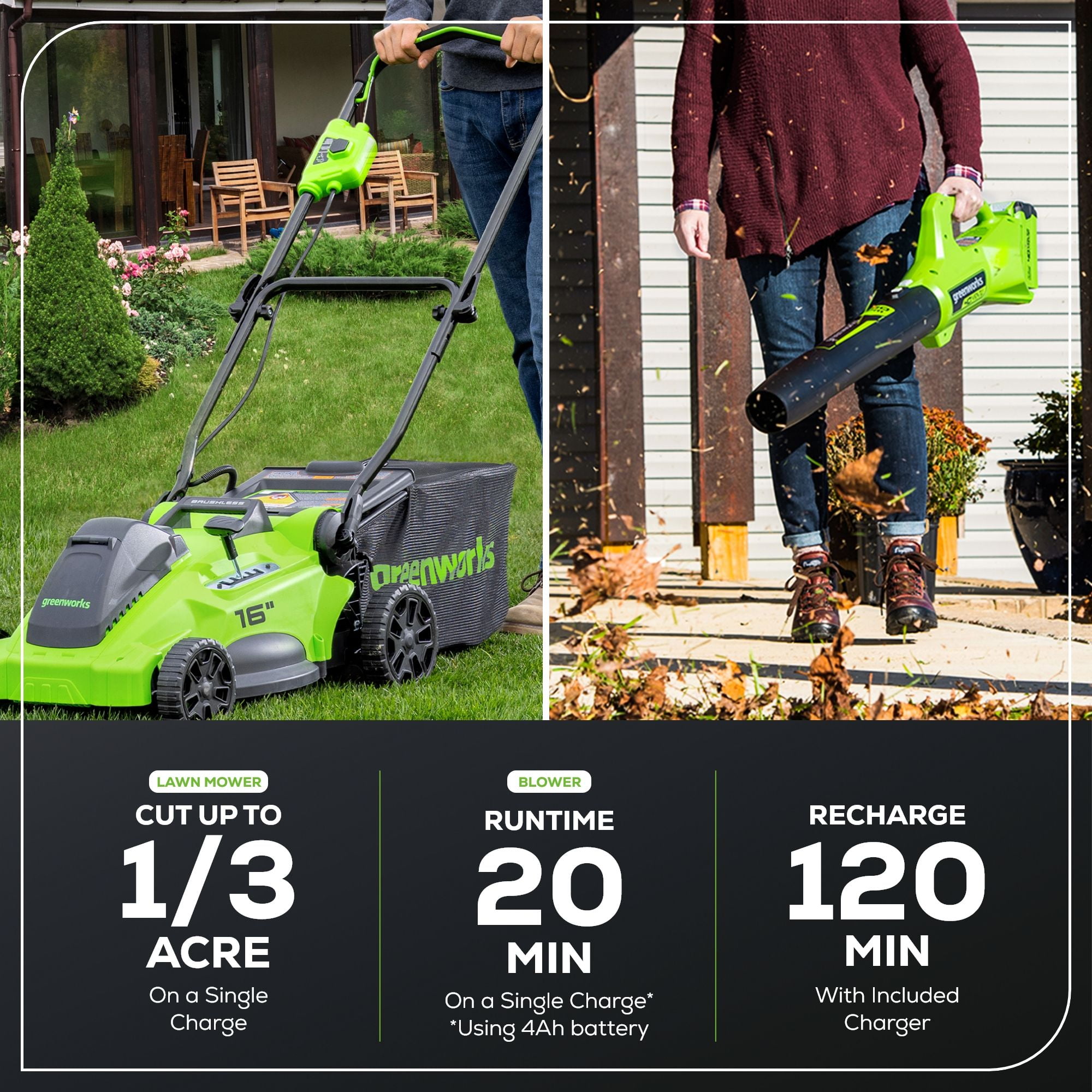 Greenworks Lawn Mower and Blower - Thumbnail 2