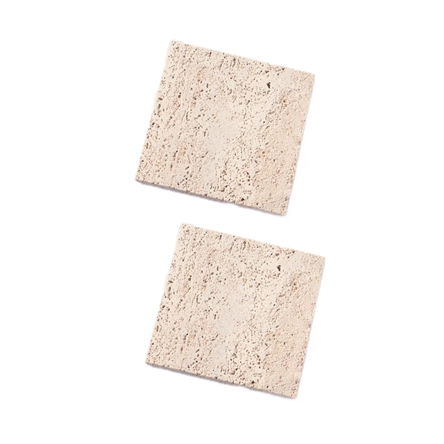 2 piezas de accesorios para fotos, adornos de piedra natural, bandeja para guardar joyas, premium Cuadrado Beige