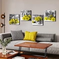 thumbnail image 3 of Grey and Yellow Rose Wall Art Bedroom Bathroom Decor Yellow Flower Canvas Prints Artwork for Living Room Black and White Romantic Love Wall Pictures Floral Painting Kitchen Home Decoration 12x12" 4Pcs, 3 of 6