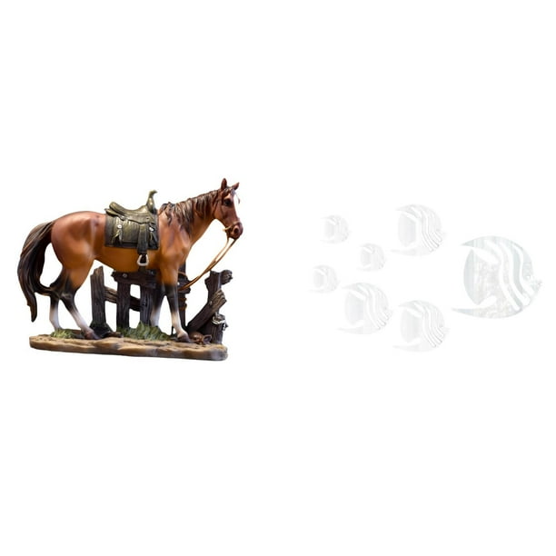 Estatua De Caballo, Escultura De Resina, Adorno Y Adhesivos De Pared De Peces Con Espejo Acrílico Para Decoración Del Hogar, La Oficina O La Sala De Estar Para Amantes De Los Animales