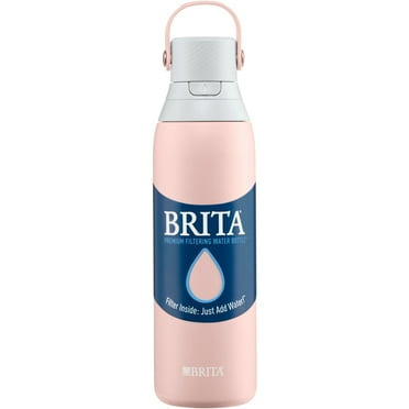 Brita 20 oz Rose Premium Stainless Steel Leak Proof Filtered Insulated Water Bottle with Straw