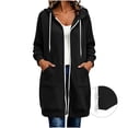 thumbnail image 5 of SwiftWear Women's Zip Up Hoodie Oversized Long Tunic Bucket Pocket Sweatshirt Full Length Casual Drawstring Coat, 5 of 9