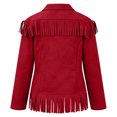 thumbnail image 3 of Toddler Kids Girls Fringe Suede Moto Jacket Long Sleeve Open Front Warm Cozy Windproof Western Utility Outerwear 5-6 Years, 3 of 9