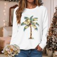 thumbnail image 2 of Towmus Christmas Palm Tree Sweatshirt for Women Funny Hawaiian Graphic Sweatshirts Crewneck Long Sleeve Casual Pullover Tops, 2 of 6