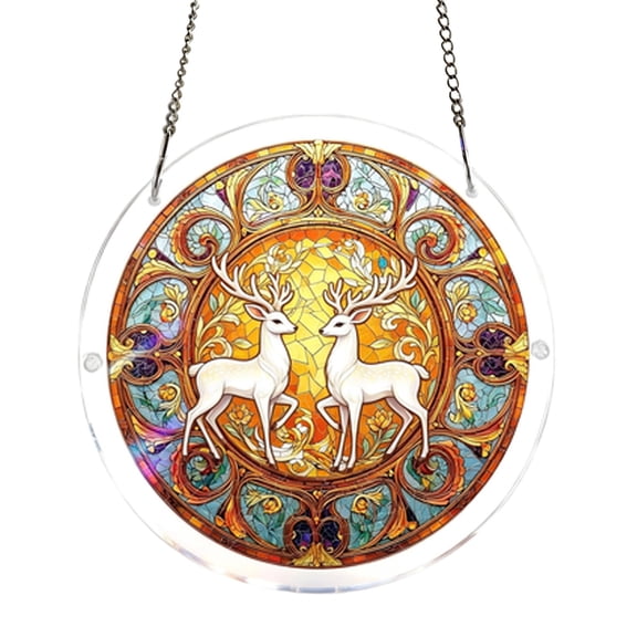 Acrylic Puzzles Suncatcher Window Hanging, 7.4 Inch Sun Catcher Puzzle Garden Decoration for Women Men Mom Birthday Gift (White Deer)