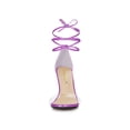 thumbnail image 2 of BLISSFUL STEP Women's Sandals Dress Shoes Stiletto Heels Clear Strap Lace up Sandals, 2 of 8