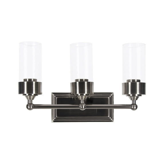F17103-57-Sunset Lighting-Esquire - 3 Light Bath Vanity   Antique Gunmetal Finish with Clear Glass