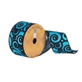 thumbnail image 1 of Vickerman Q180872 2.5 in. x 10 Yards Turquoise & Black Velvet Swirl Ribbon, 1 of 1