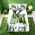 thumbnail image 5 of meiyoeat Kids Camping Themed Bed Sheets For Boys,Rustic Cabin Camper Monogrammed K Full Size Sheets,4pcs,1 Flat Sheet,1 Fitted Sheet and 2 Pillowcases, 5 of 6