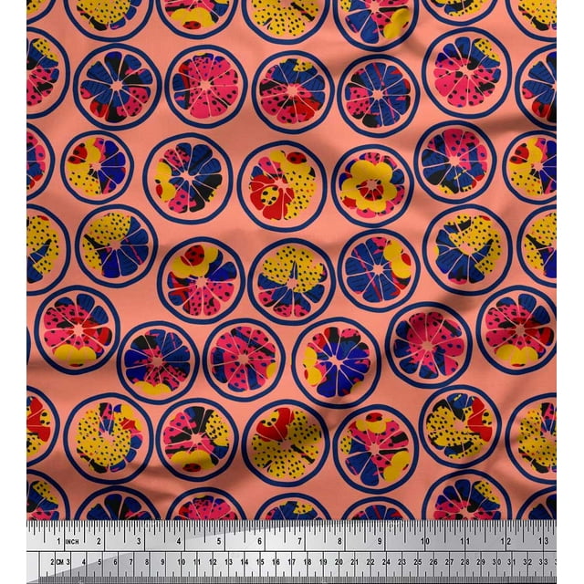 Soimoi Tissu Viscose Georgette Imprimé Tranche de Citron & Texture Tissu au Mètre 42 Pouces de Large