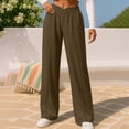 thumbnail image 6 of Women's Solid Color Casual Sporty Elastic Waistband Track Pants With Pockets Comfortable Loose Fit Daily Wear, 6 of 7